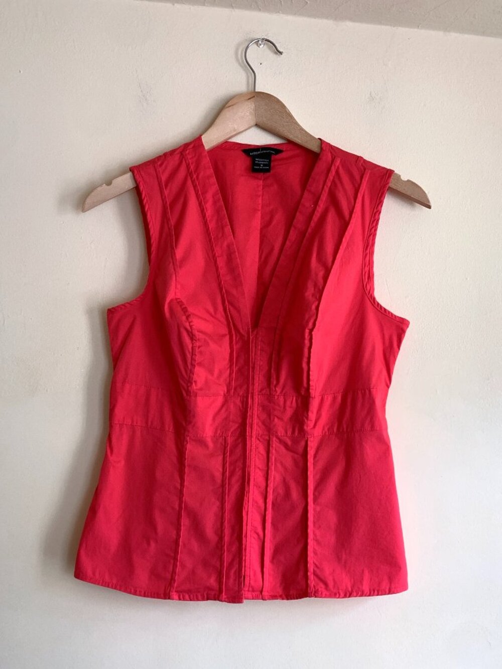 Moda International Blouse Womens Small Hot Pink Sleeveless Button Top